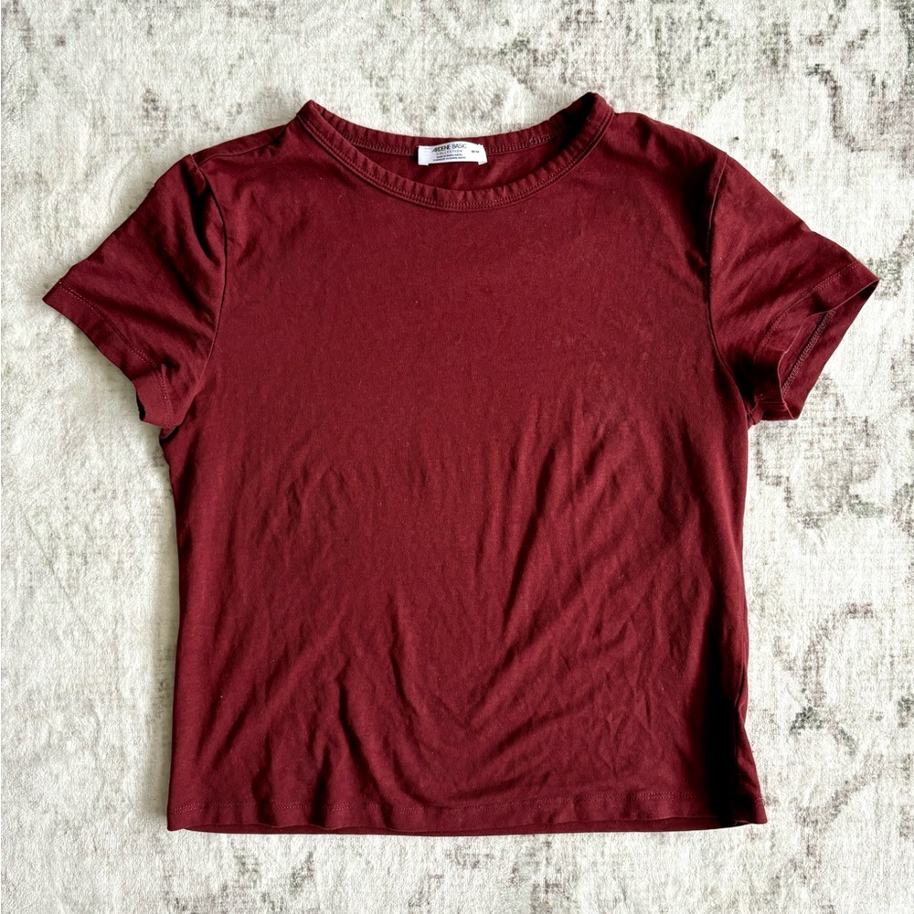 Ardene Red Fitted Polo Short Sleeve Tee